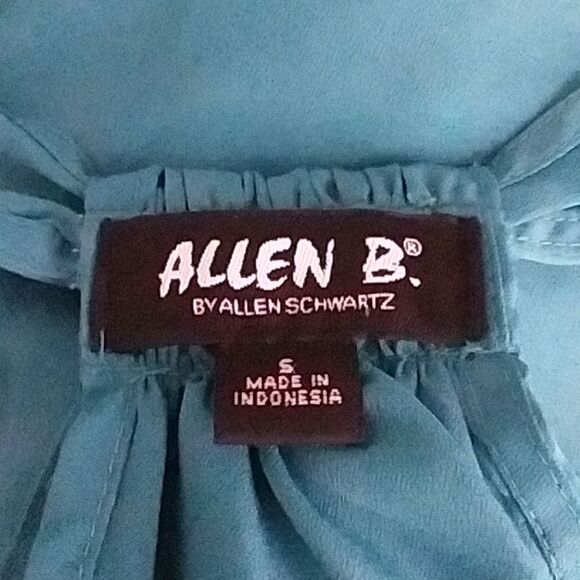 Allen B Tank Top Sleeveless Blouse Silky Twisted Keyhole Racer Back Teal - Picture 8 of 9